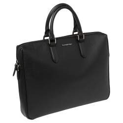 Pre Owned Ermenegildo Zegna Black Leather Stuoia Business Bag