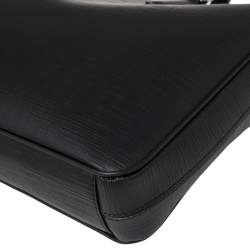 Pre Owned Ermenegildo Zegna Black Leather Stuoia Business Bag