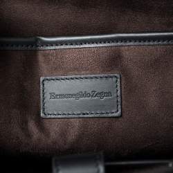 Pre Owned Ermenegildo Zegna Black Leather Stuoia Business Bag