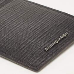 Pre Owned Ermenegildo Zegna Black Leather Zip Card Case