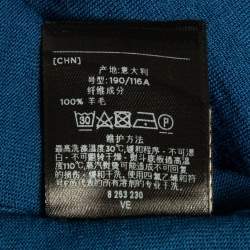 Ermenegildo Zegna Blue Wool Knit Long Sleeve Polo T-Shirt 4XL