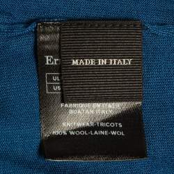 Ermenegildo Zegna Blue Wool Knit Long Sleeve Polo T-Shirt 4XL