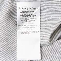 Ermenegildo Zegna Blue Striped Silk Half Placket Shirt S