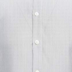 Ermenegildo Zegna Blue Striped Silk Half Placket Shirt S