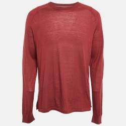 Ermenegildo Zegna Burgundy Wool Knit Crew Neck Sweater XL