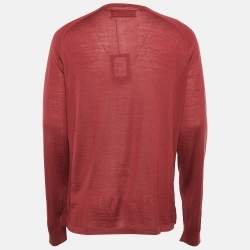 Ermenegildo Zegna Burgundy Wool Knit Crew Neck Sweater XL