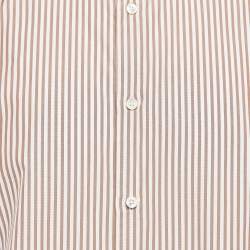 Pre Owned Ermenegildo Zegna Brown Striped Cotton Long Sleeve Shirt L