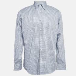 Ermenegildo Zegna Blue Plaid Button Up Shirt L