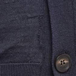 Pre Owned Ermenegildo Zegna Navy Blue Knit Sleeveless Button Front Cardigan L