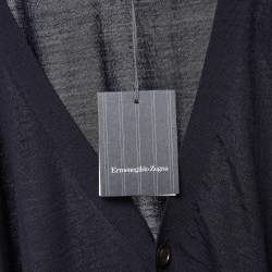 Pre Owned Ermenegildo Zegna Navy Blue Knit Sleeveless Button Front Cardigan L