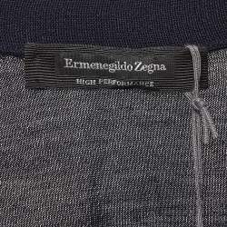 Pre Owned Ermenegildo Zegna Navy Blue Knit Sleeveless Button Front Cardigan L
