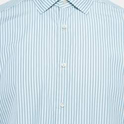 Pre Owned Ermenegildo Zegna Blue Striped Cotton Shirt XL