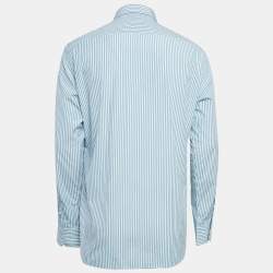 Pre Owned Ermenegildo Zegna Blue Striped Cotton Shirt XL