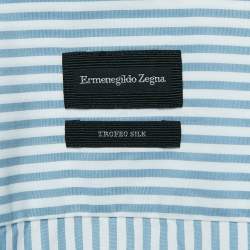 Pre Owned Ermenegildo Zegna Blue Striped Cotton Shirt XL