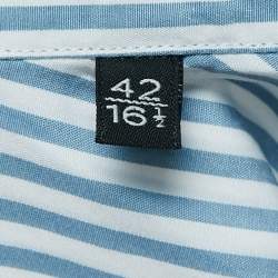Pre Owned Ermenegildo Zegna Blue Striped Cotton Shirt XL