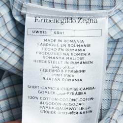 Pre Owned Ermenegildo Zegna Blue Checked Cotton Button Front Shirt L