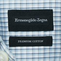 Pre Owned Ermenegildo Zegna Blue Checked Cotton Button Front Shirt L