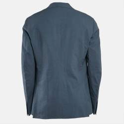 Pre Owned Ermenegildo Zegna Blue Textured Cotton Riviera Jacket XL