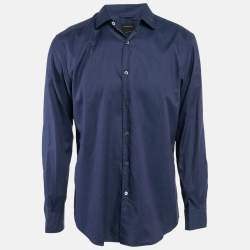Pre Owned Ermenegildo Zegna Blue Cotton Long Sleeve Shirt L
