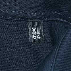 Ermenegildo Zegna Navy Blue Cotton Stretch Long Sleeve Polo T-Shirt XL