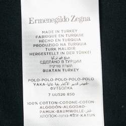 Ermenegildo Zegna Navy Blue Cotton Stretch Long Sleeve Polo T-Shirt XL