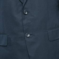 Pre Owned Ermenegildo Zegna Couture Navy Blue Cashmere Jacquard Jacket XL