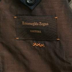 Pre Owned Ermenegildo Zegna Couture Navy Blue Cashmere Jacquard Jacket XL