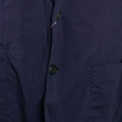 Pre Owned Ermenegildo Zegna Navy Blue Cotton Single Breasted Blazer XL