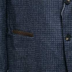 Pre Owned Ermenegildo Zegna Navy Blue Patterned Wool Blazer XXL
