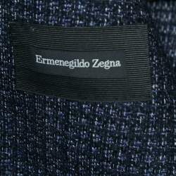 Pre Owned Ermenegildo Zegna Navy Blue Patterned Wool Blazer XXL