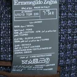 Pre Owned Ermenegildo Zegna Navy Blue Patterned Wool Blazer XXL
