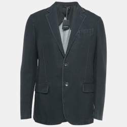 Pre Owned Ermenegildo Zegna Black Denim Single Breasted Blazer XL