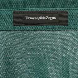 Pre Owned Ermenegildo Zegna Green Pique Cotton Polo T-Shirt XL
