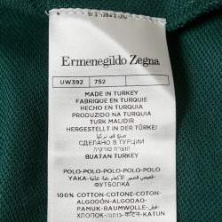 Pre Owned Ermenegildo Zegna Green Pique Cotton Polo T-Shirt XL