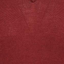Ermenegildo Zegna Burgundy Cashmere V-Neck Sweater XXL