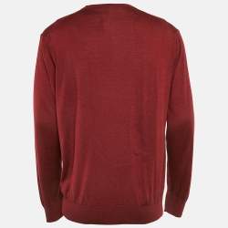 Ermenegildo Zegna Burgundy Cashmere V-Neck Sweater XXL