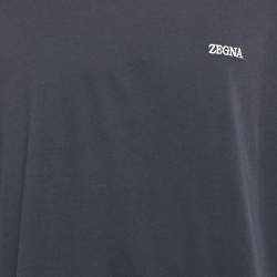 Pre Owned Ermenegildo Zegna Navy Cotton Jersey Crew Neck T-Shirt XXL