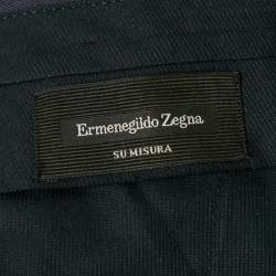 Pre Owned Ermenegildo Zegna Navy Blue Cotton Gabardine Trousers XXL