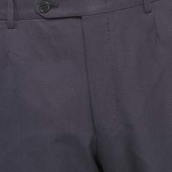 Pre Owned Ermenegildo Zegna Navy Blue Cotton Gabardine Trousers XXL