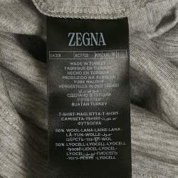 Zegna Techmerino Grey Wool & Lyocell Jersey Crew Neck T-Shirt XXL