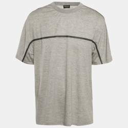 Zegna Techmerino Grey Wool & Lyocell Jersey Crew Neck T-Shirt XXL