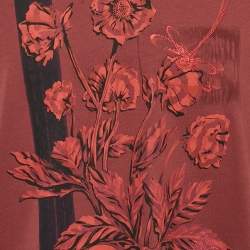 Ermenegildo Zegna Burgundy Floral Print Cotton Crew Neck T-Shirt XXL