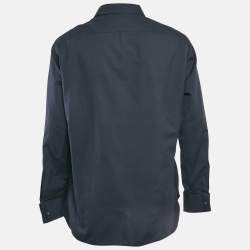 Ermenegildo Zegna Navy Blue Cotton Blend Tailored Fit Shirt XXL