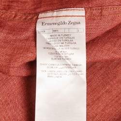 Ermenegildo Zegna Brown Linen Button Front Shirt XL