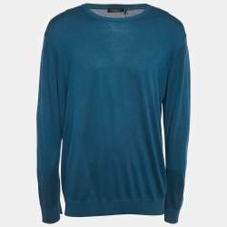 Ermenegildo Zegna Blue Cotton Knit Crew Neck Sweatshirt 4XL