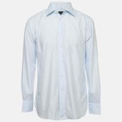 Pre Owned Ermenegildo Zegna Blue Checks Cotton 100fili Shirt XL