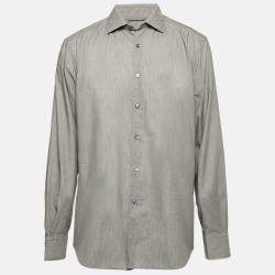 Ermenegildo Zegna Grey Cotton Button Front Shirt XL