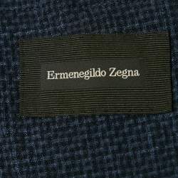Ermenegildo Zegna Navy Blue Textured Wool Blend Single Breasted Blazer L