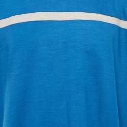 Pre Owned Ermenegildo Zegna Blue Wool Techmerino Crew Neck T-Shirt M