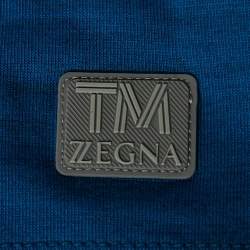 Pre Owned Ermenegildo Zegna Blue Wool Techmerino Crew Neck T-Shirt M